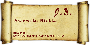 Joanovits Mietta névjegykártya